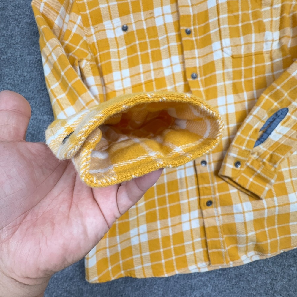 True Religion Plaid Flannel Shirt Men's XL Yellow Button Up Long Sleeve - Picture 5 of 14